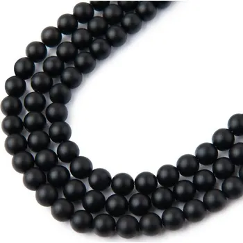 Dětské navlékací korálky Korálky z minerálu Černý onyx matný 4 mm