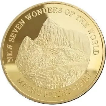 Sběratelská mince 4 cm pozlacená Sedm divů světa Machu Picchu Peru pamětní dekorativní mince pro sběratele