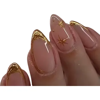 Umělé nehty Design mandlových nehtů střední velikosti 24 ks Nalepovací akrylové umělé tipy Jemná manikúra pro domácí použití