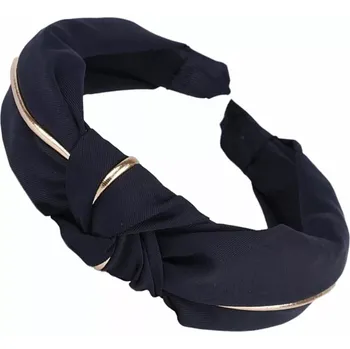 Saténová čelenka s uzlem, turban styl, černá