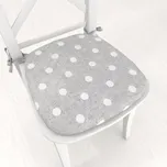 Oblý podsedák Porto PRT-018 Bílé puntíky na šedém režném - 39x37x3 cm