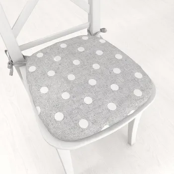 Podsedák Oblý podsedák Porto PRT-018 Bílé puntíky na šedém režném - 39x37x3 cm