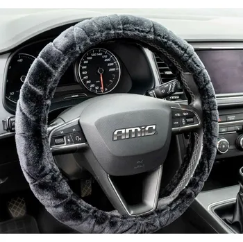 Autopotah Potah volantu chlupatý UNI 37-39cm - černý