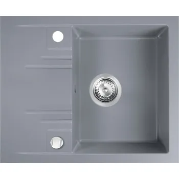 Granitový dřez NOVASERVIS DRGM48/58GA GRANITOVÝ OBDÉLNÍKOVÝ DŘEZ 48 x 58 CM, S ODKAPEM, S PŘEPADEM Z DŘEZU, ŠEDÝ BETON (DRGM48/58GA)