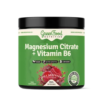 Zdraví GreenFood Nutrition Magnesium Citrate + Vitamin B6 - Malina - 150g