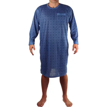 Pánská noční košile Dobra pánská noční košile dlouhý rukáv 4XL modrá