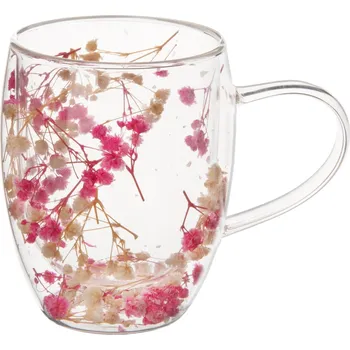 ORION Skleněný dvoustěnný hrnek DOUBLE květy 0,36 l