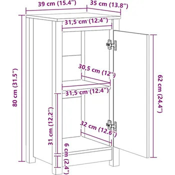 Příborník do zásuvky vidaXL Příborník 39x35x80 cm masivní borové dřevo
