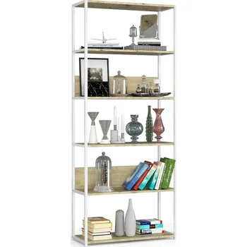 regál KOVOVÝ REGÁL LOFT 800 BÍLÝ/DUB ARTISAN