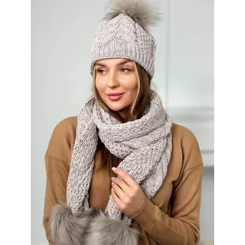 Šála Dámský set PLK1 béžový, VELIKOST UNI