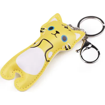 Náramek Přívěsek na batoh / klíče kočka, malé, 2 žlutá