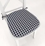 Oblý bavlněný podsedák Olivia OL-015 Černo-bílá kostka malá - 39x37x3 cm