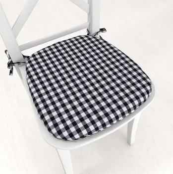 Podsedák Oblý bavlněný podsedák Olivia OL-015 Černo-bílá kostka malá - 39x37x3 cm