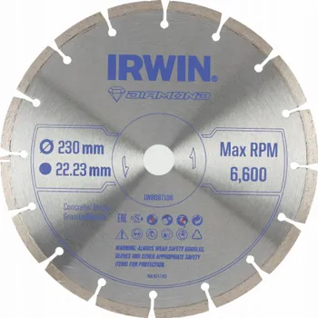 Řezný kotouč Irwin DIAMANTOVÝ DISK IRWIN 230 mm x 22,23 mm / SEGMENTOVANÝ na beton, cihly, žulu a mramor