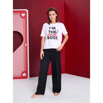 Dámské noční prádlo Sinsay - Dvoudílné bavlněné pyžamo - krémová - 489HF-01X - 489HF-01X-XXL