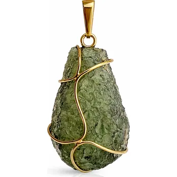 Přívěsek Vltavín Moldavite Zlatý přívěs s neopracovaným vltavínem P25 0114