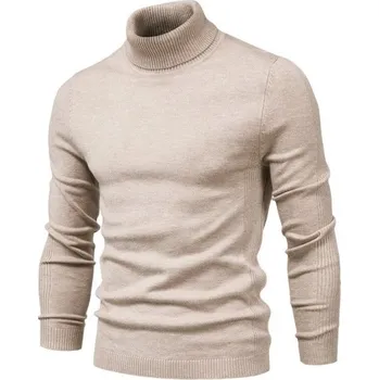 Pánský svetr Pánský svetr s rolákem F171 khaki XL