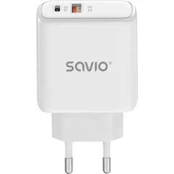 Síťová nabíječka 20 W SAVIO LA-12 s USB-C PD a USB-A QC