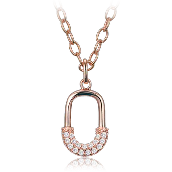 Náhrdelník MINET Luxusní rosegold stříbrný náhrdelník se zirkonem