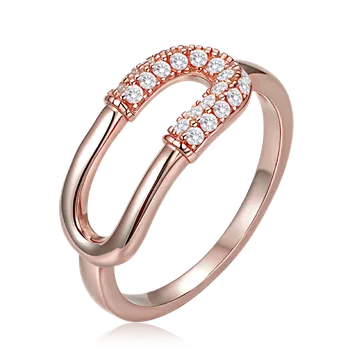 Souprava šperků MINET Luxusní rosegold stříbrný prsten se zirkonem vel. 59