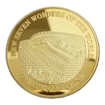 Sběratelská mince 4 cm pozlacená Sedm divů světa Velká čínská zeď pamětní dekorativní mince pro sběratele
