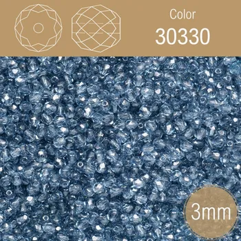 Módní doplněk Korálky BROUŠENÉ 3mm. Barva 30330 průhledná Modrá. Balení 150Ks.