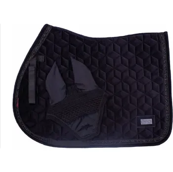 Sport KENTAUR Podsedlová dečka Kentaur sametová s kamínkovým lemem + náušníky full černá