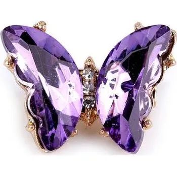 Brož Brož s broušenými kameny motýl mini - 3 fialová