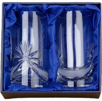 Sklenice BOHEMIA CRYSTAL Broušené sklenice na vodu 2ks. Bohemia Crystal brus Mašle 380ml
