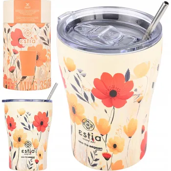 Termoska Termohrnek nepropustná termoska na kávu, čaj 350 ml květinový vzor