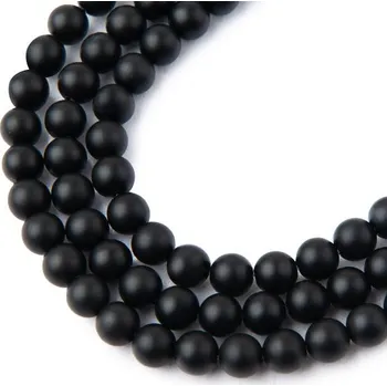 Dětské navlékací korálky Korálky z minerálu Černý onyx matný 6 mm