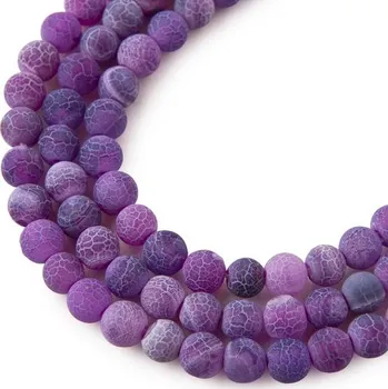 Dětské navlékací korálky Korálky z minerálu Fialový praskaný achát matný 6 mm