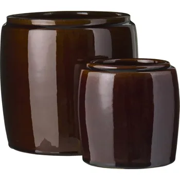 Obal na květináč Ib Laursen Keramický obal na květináč Saigon Brown Small Menší