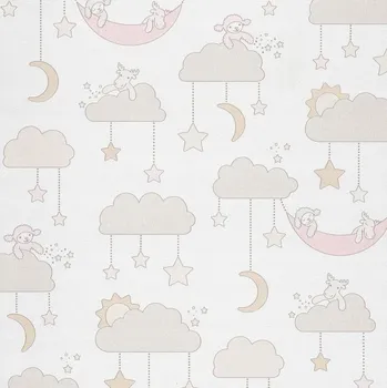 Tapeta DĚTSKÁ TAPETA CHLUMY HVĚZDIČKY BERÁNCI VINYLOVÁ NA VLIESU