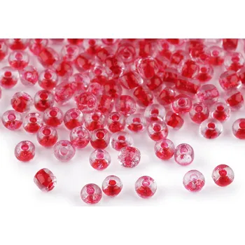 Rokajl 6/0 - 4 mm s průtahem, zářivé barvy, střední, 185B červená