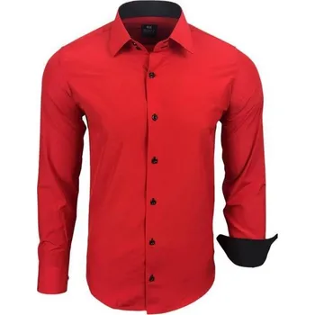 Pánská košile RUSTY NEAL košile pánská R-44 dlouhý rukáv slim fit L červená