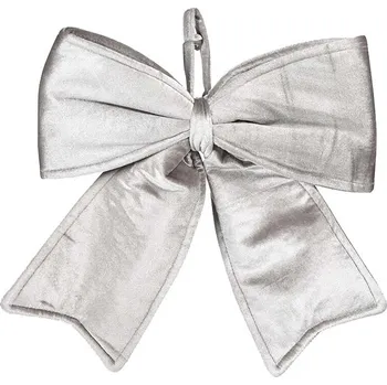 Bytová dekorace LAALU Vánoční ozdoby - mašle MAXI, stříbrná, 30 x 34 cm