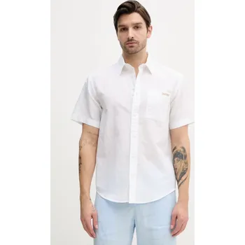 Pánská košile Lněná košile Calvin Klein Jeans J30J327296 bílá 00X, vel. S