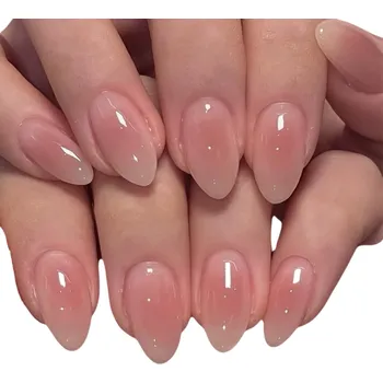 Umělé nehty 24 ks Nalepovací akrylové nehty mandlový tvar střední velikost Jemné metalické tipy pro domácí manikúru Módní nositelné designové