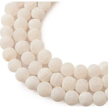 Korálek Korálky z minerálu Bílý praskaný achát matný 8 mm