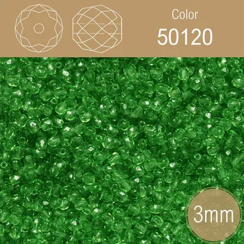Módní doplněk Korálky BROUŠENÉ 3mm. Barva 50120 průhledná zelená. Balení 150Ks.