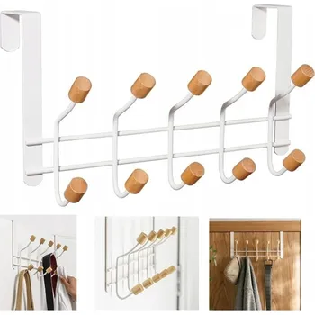 Věšák Bezinvazní tyč s háčky Style Home béžová, bílá