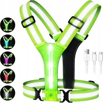 Reflexní vesta s LED světly pro běh, cyklistiku, chůzi, nabíjení USB-C