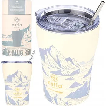 Termoska Termohrnek nepropustný termoska na kávu čaj se slámkou 350 ml 6/12h