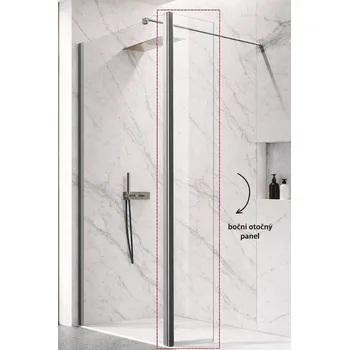 Boční otočný panel LAGOS CHROM NEW 200 - 30 cm, Čiré bezpečnostní sklo - 8 mm (BCLAGO2OPCC) HOPA