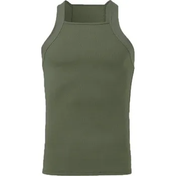 Pánské tílko Pánské tílko s výstřihem do O Jednobarevné sportovní tílko z polyesteru Lehké prodyšné tílko na léto a cvičení zelená 3XL