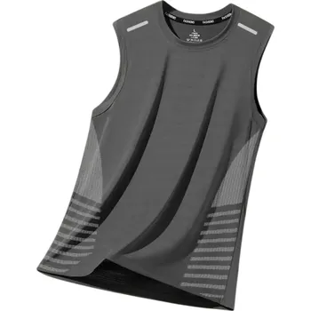 Pánské tílko Sportovní pánské tílko Polyesterový materiál Výstřih do O Jednobarevné provedení Lehký rovný střih Pro aktivní pohyb šedá XS