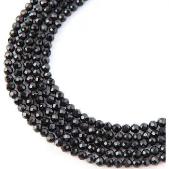 Dětské navlékací korálky Korálky z minerálu Černý turmalín 3 mm broušené