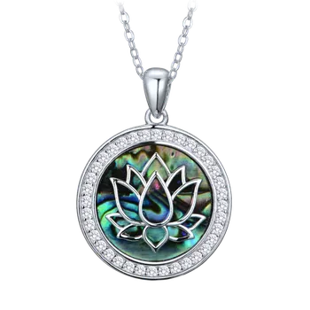 Náhrdelník MINET Stříbrný náhrdelník lotosový květ s perletí a zirkony