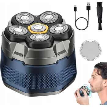 ELEKTRICKÝ HOLICÍ STROJEK MAGNETICKÝ 6D PLOVOUCÍ HLAVICE MODRÝ